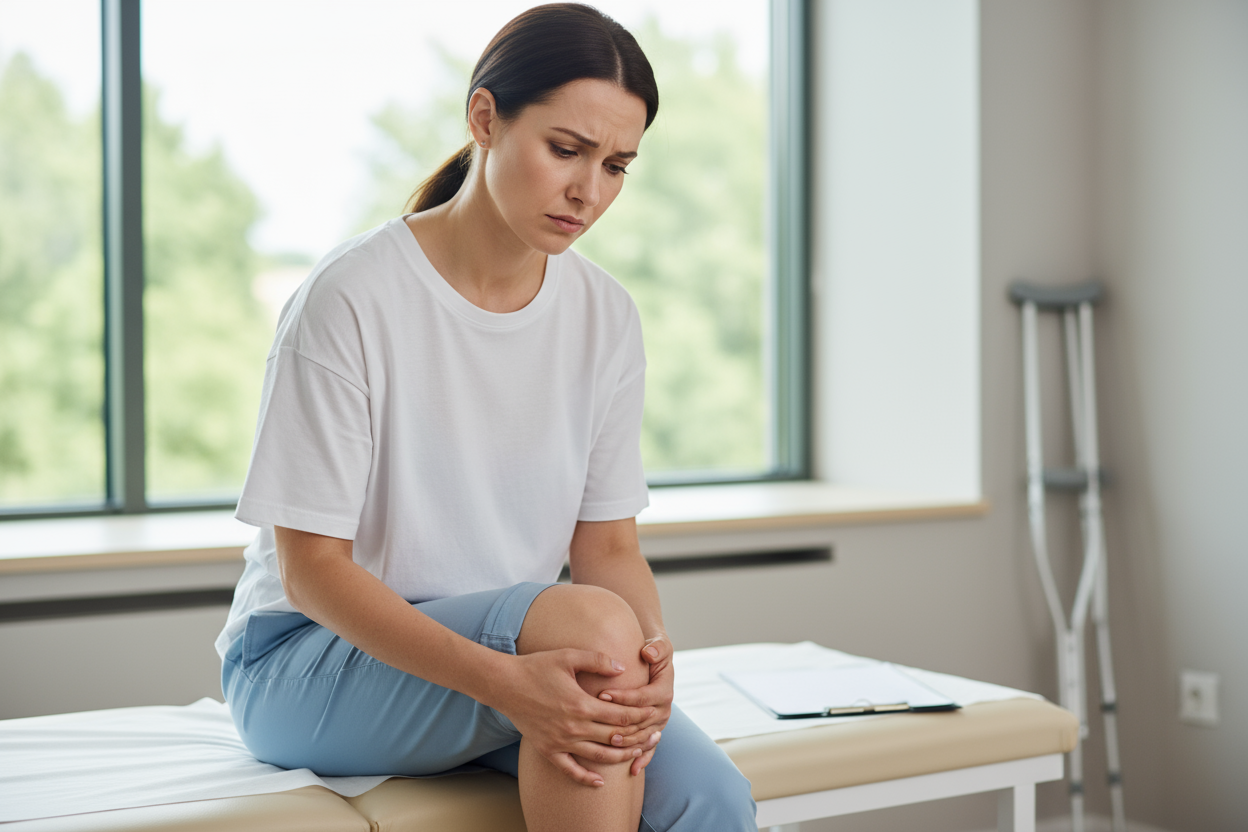 knieschmerzen frau hübsch