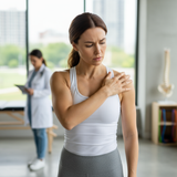 schulterschmerzen frau hübsch sexy