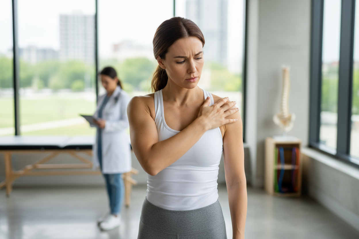 schulterschmerzen frau hübsch sexy